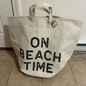 New Mudpie Large Canvas Tote “On Beach Tote “